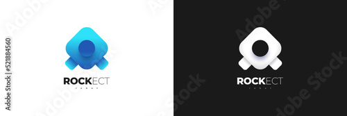 Simple and Minimal Blue Rocket Logo. Usable for Business, Start Up, or Technology Logo