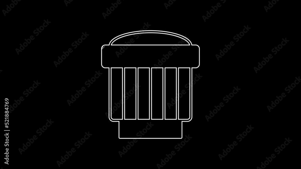 White line Camera photo lens icon isolated on black background. 4K Video motion graphic animation White line Camera photo lens icon isolated on black background. 4K Video motion graphic animation