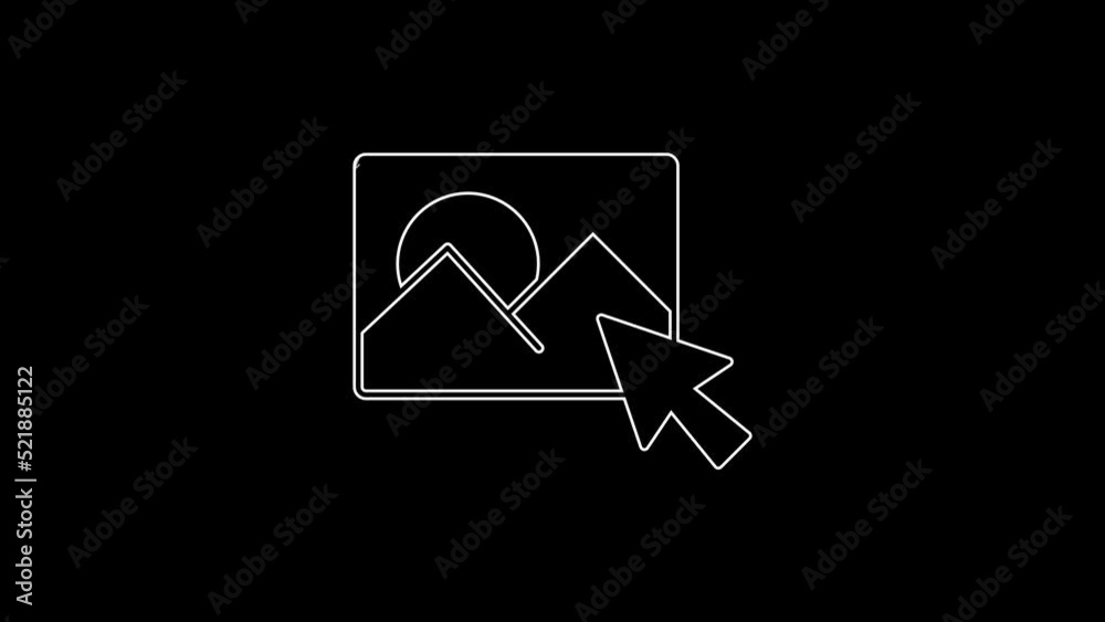 White line Photo retouching icon isolated on black background. Photographer, photography, retouch icon. 4K Video motion graphic animation White line Photo retouching icon isolated on black background. Photographer, photography, retouch icon. 4K Video motion graphic animation