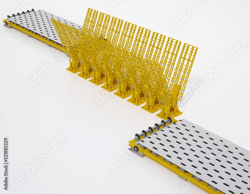 tilter, large mechanical machine for moving, turning, tilting and checking large sheets of metal, wood and other materials in a closed position