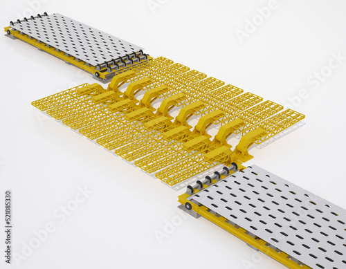 tilter, large mechanical machine for moving, turning, tilting and checking large sheets of metal, wood and other materials in open form