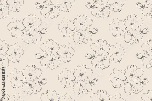 Floral seamless pattern of fabric design. Flower background print texture.