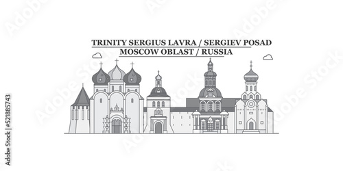 Russia, Sergiev Posad city skyline isolated vector illustration, icons