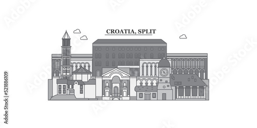 Croatia, Split city skyline isolated vector illustration, icons