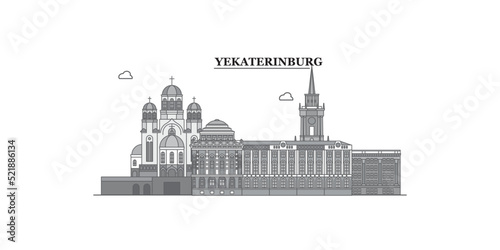 Russia, Yekaterinburg City city skyline isolated vector illustration, icons photo