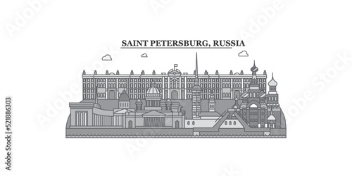 Russia, Saint Petersburg city skyline isolated vector illustration, icons