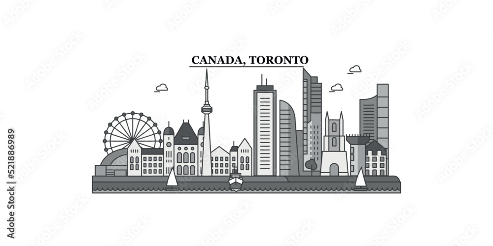 Fototapeta premium Canada, Toronto city skyline isolated vector illustration, icons