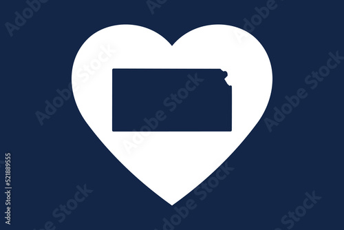 Patriotic heart symbol. US American state inside the heart shape.