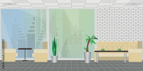 background in the form of an interior office or waiting room, retsepshin.