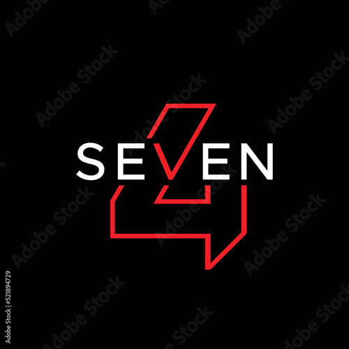 minimalist logo number 4 and 7