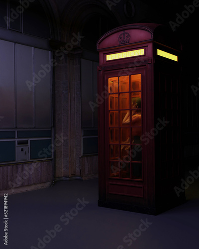 3d computer rendered illustration of a classic red phone booth