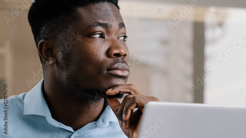 Canvas Print Thoughtful african american businessman writer dreamer genius man biracial guy h