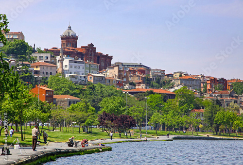 Photography Yavuz Sinan District with embankment of Golden Horn Inlet in Istanbul, Turkey