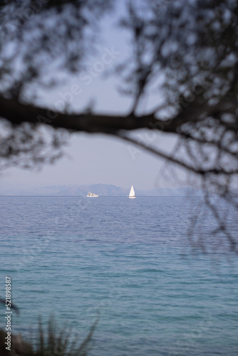 sea view, boats in the center