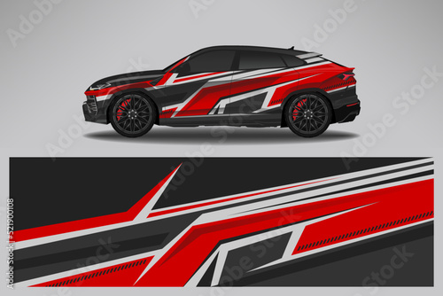 Car decal wrap livery design. Graphic abstract line racing background Vector design for vehicle, race car, rally, adventure livery camouflage.