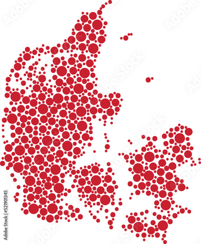 Denmark country red dots map