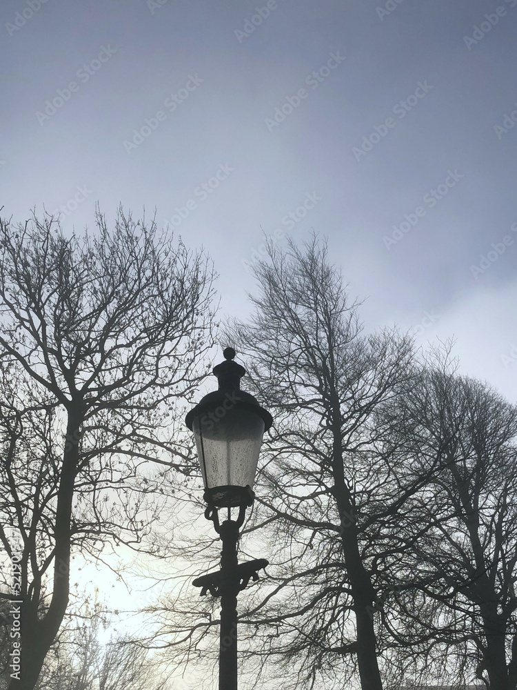 Old street lamp in the evening