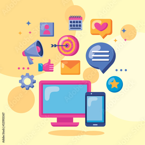 social media with devices