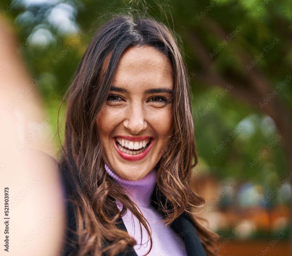 Young hispanic woman smiling confident make selfie by the camera at park Young hispanic woman smiling confident make selfie by the camera at park