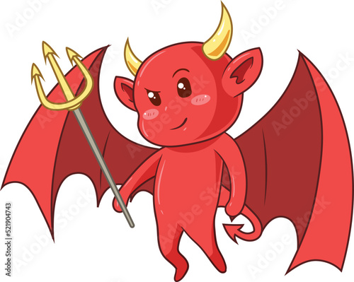 the cute character of a little devil. vector illustration
