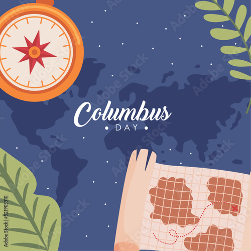 columbus day lettering card