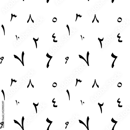seamless pattern with black arabic numbers