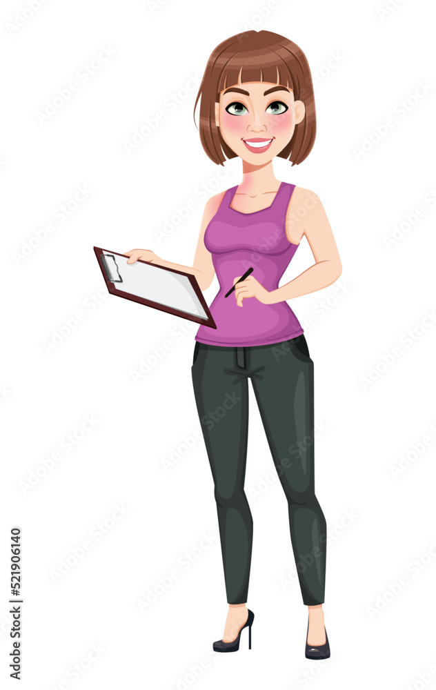 Cute cartoon businesswoman in casual clothes Cute cartoon businesswoman in casual clothes