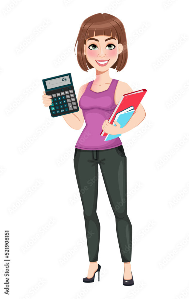 Cute cartoon businesswoman in casual clothes Cute cartoon businesswoman in casual clothes