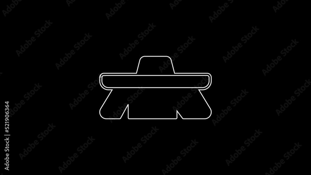 White line Brush for cleaning icon isolated on black background. Cleaning service concept. 4K Video motion graphic animation White line Brush for cleaning icon isolated on black background. Cleaning service concept. 4K Video motion graphic animation