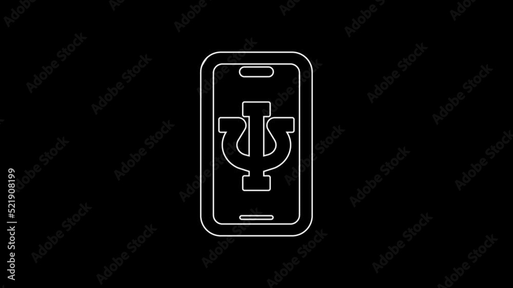 White line Online psychological counseling distance icon isolated on black background. Psychotherapy, psychological help, psychiatrist online consulting. 4K Video motion graphic animation White line Online psychological counseling distance icon isolated on black background. Psychotherapy, psychological help, psychiatrist online consulting. 4K Video motion graphic animation