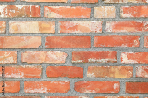 Texture of old red brick wall as background