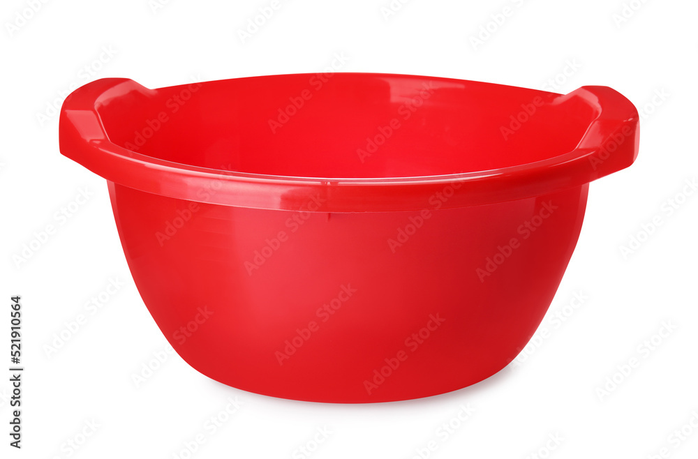 Red basin isolated on white. Cleaning equipment Red basin isolated on white. Cleaning equipment