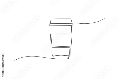 Continuous one line drawing a cup of coffee. International coffee day concept. Single line draw design vector graphic illustration.