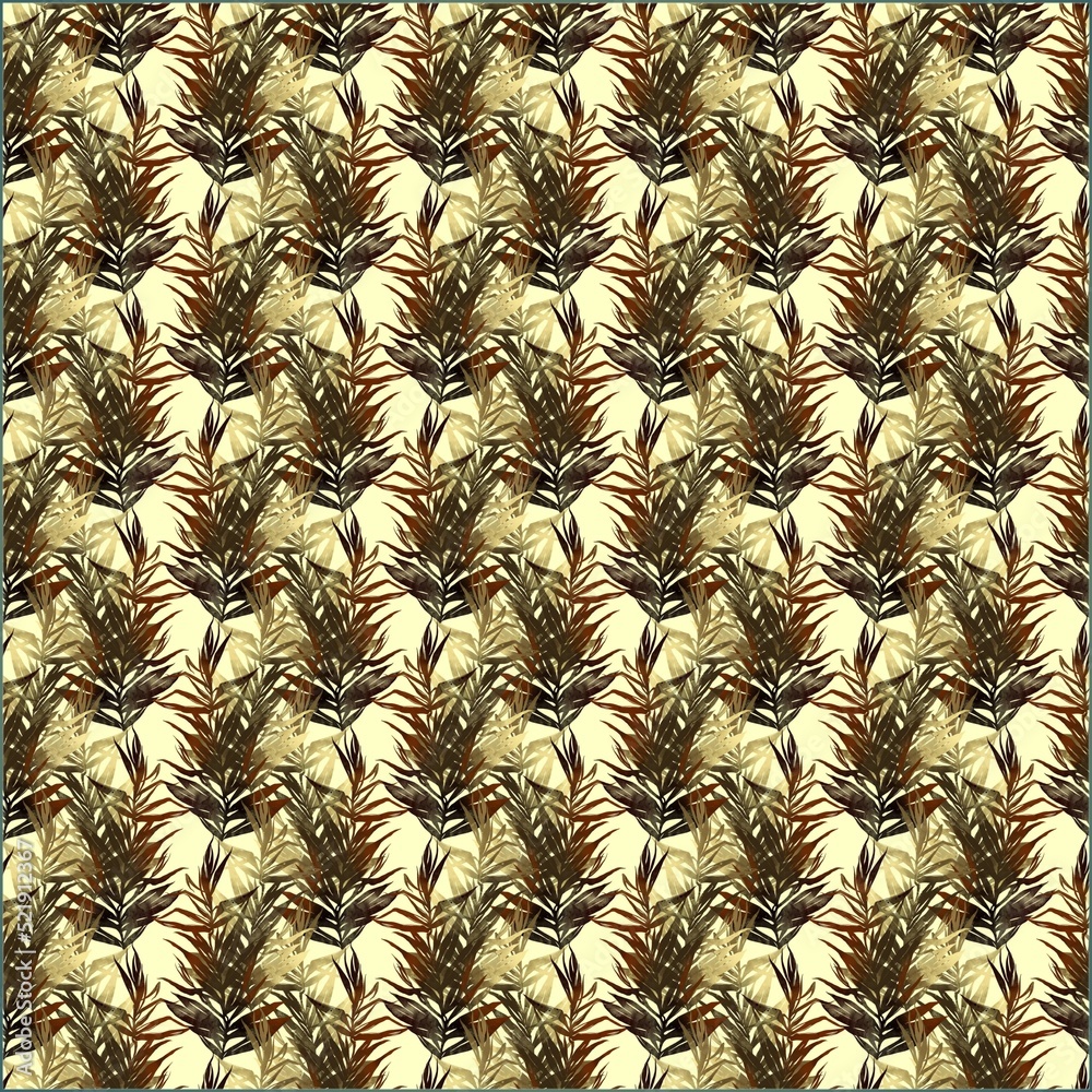 Seamless Pattern Twigs Leaves Yellow wallpaper Seamless Pattern Twigs Leaves Yellow wallpaper