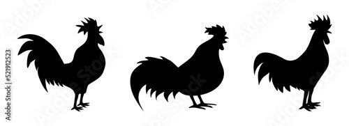 Fotografiet rooster silhouette vector collection