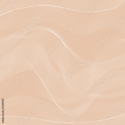 Abstract peach background with white curved smooth lines.3d.