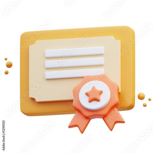 Back to school, certificate icon 3d illustration