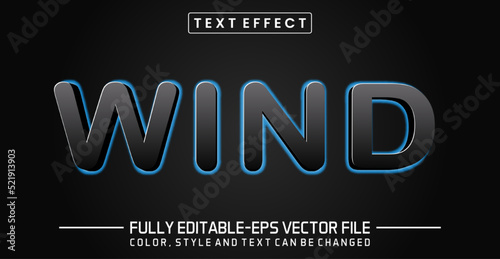Wind Glowing Blue light background text effect. Editable text effect