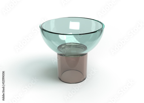 3d rendering of shiny glass bowl
