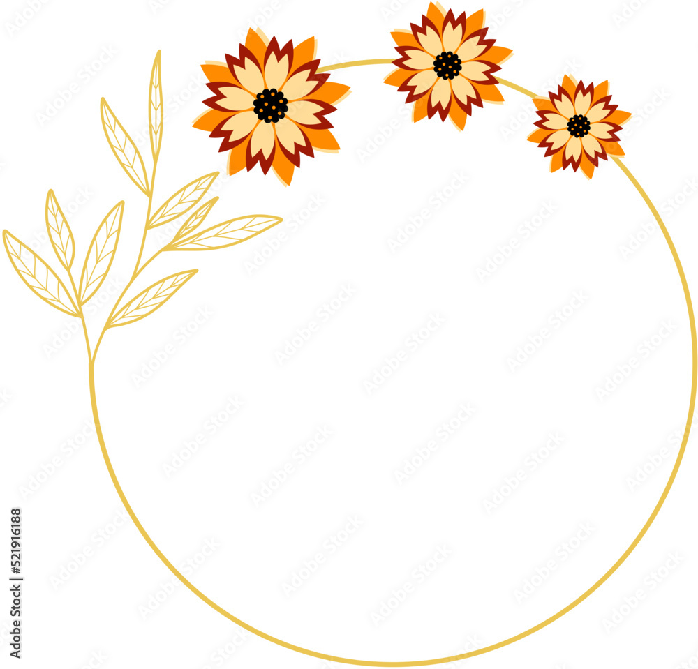 Circle Gold Frame with Sunflower Circle Gold Frame with Sunflower