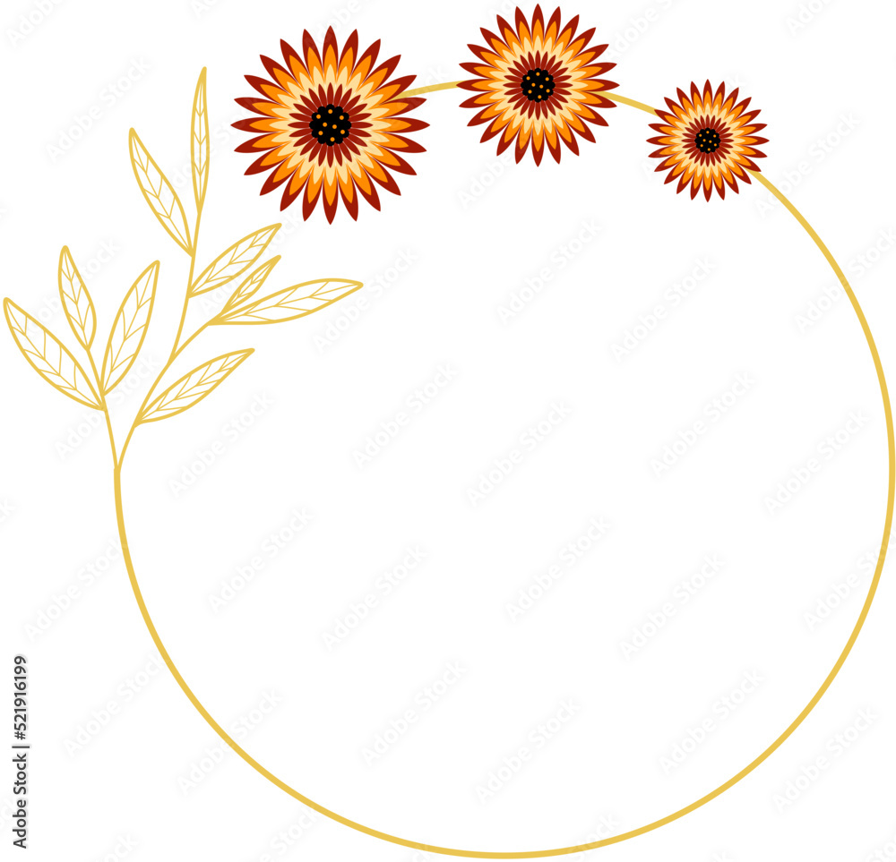 Circle Gold Frame with Sunflower Circle Gold Frame with Sunflower