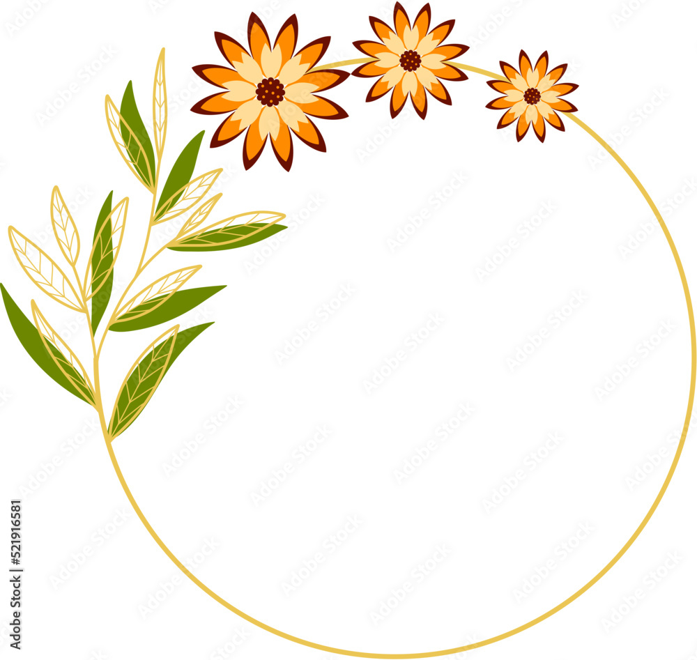 Obraz premium Circle Gold Frame with Sunflower