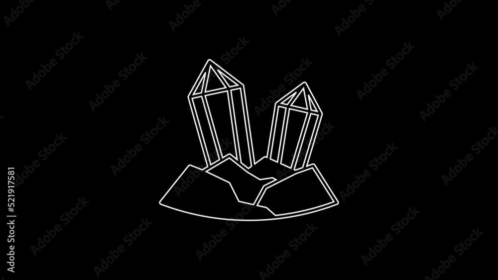 White line Gem stone icon isolated on black background. Jewelry symbol. Diamond. 4K Video motion graphic animation White line Gem stone icon isolated on black background. Jewelry symbol. Diamond. 4K Video motion graphic animation