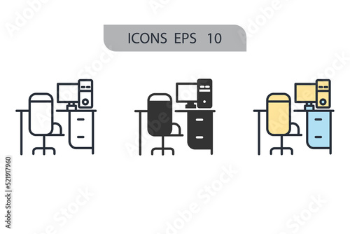 home office icons  symbol vector elements for infographic web