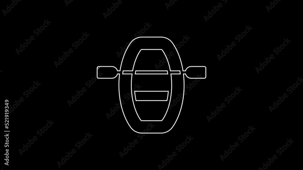 White line Boat with oars icon isolated on black background. Water sports, extreme sports, holiday, vacation, team building. 4K Video motion graphic animation White line Boat with oars icon isolated on black background. Water sports, extreme sports, holiday, vacation, team building. 4K Video motion graphic animation