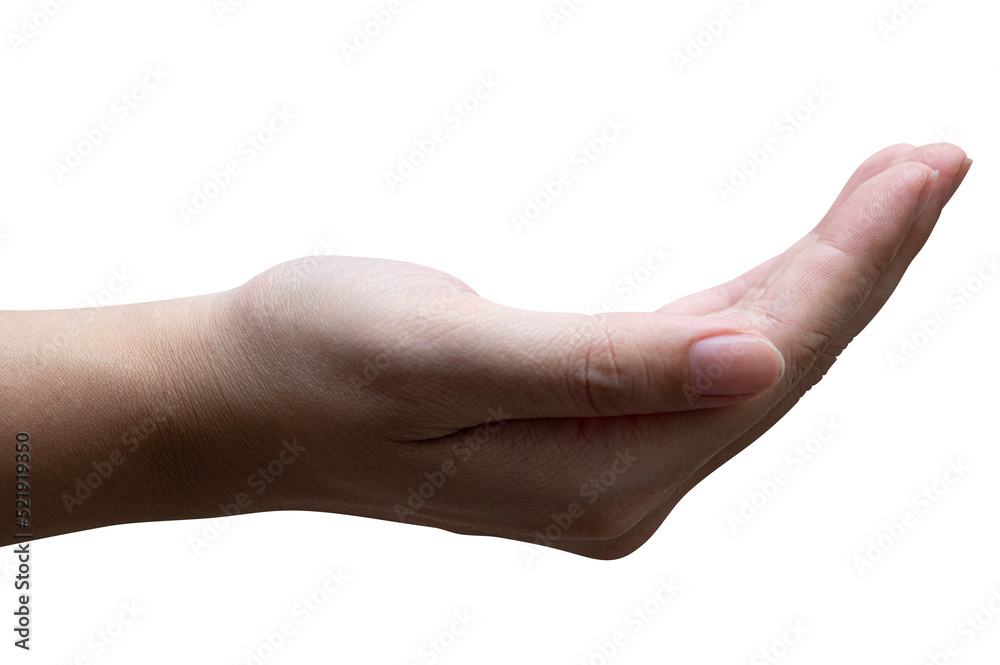 isolated of a woman's hand holding something. isolated of a woman's hand holding something.