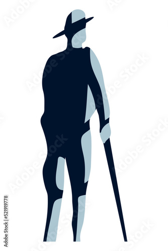 man with hat and cane suilhouette photo