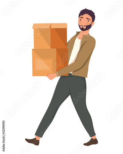 man walking with boxes carton