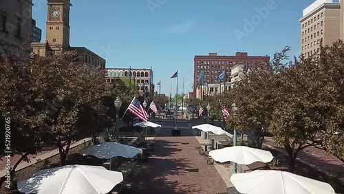 Drone Shots of Canton City, USA. Streets, buildings, traffic, cars. photo