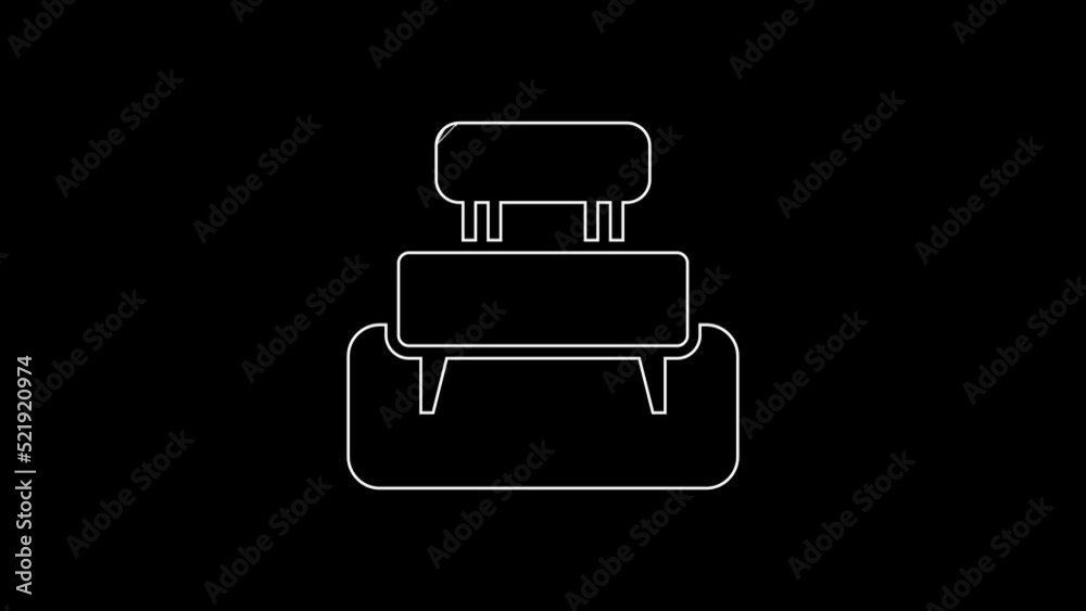 White line Bench icon isolated on black background. 4K Video motion graphic animation White line Bench icon isolated on black background. 4K Video motion graphic animation